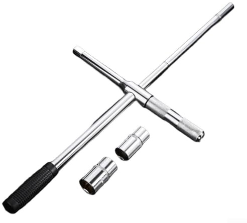 Juego de llaves cruzadas de neumáticos resistentes, llave de lengüeta de acero al cromo vanadio con enchufes de 17-23 mm, mango extensible para reparación de automóviles, tuercas de rueda de automóvil