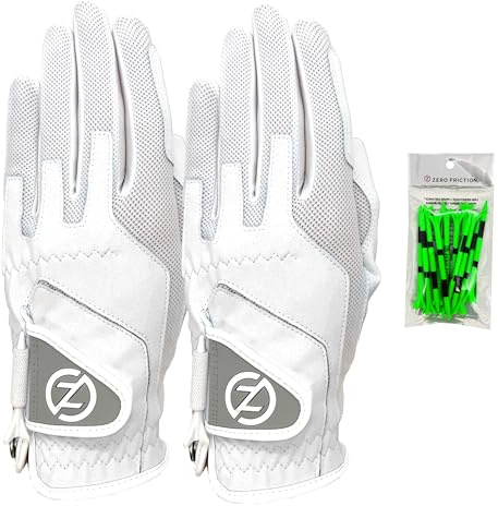 Zero Friction Lot de 2 Gants de Golf synthétiques de Compression pour Femme, Coupe Universelle, Taille Unique, Blanc