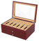 Stifthalterbox Holz, Stifte Sammelbox, Penbox Pens Veranstalter Aufbewahrungskiste Display Box Organizer Box mit Glasfenster Drei Ebene Vitrine mit Schubladen für 34 Stifte Schreibgeräte (Rot)