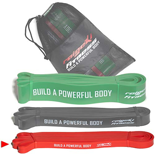 Raigeki Fitness Widerstandsbänder Gummibänder (+Trainingspläne) [Einzeln und Set] Lang Resistance Bands Fitnessbänder für Kraftsport - Fitnessband Terrabänder Gymnastikbänder