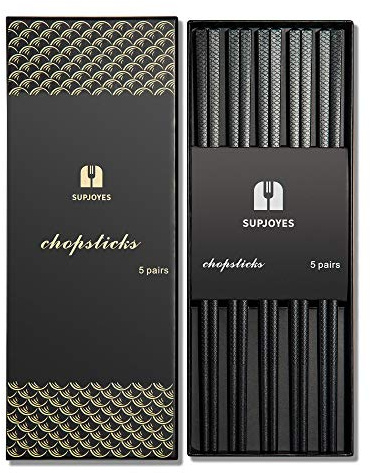 SUPJOYES Reusable Fiberglass Chopsticks - 5 Pairs Chopsticks for Gift, Japanese Chinese Minimalism Chop Sticks, Dishwasher Safe, 24.6cm