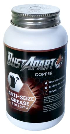 Copper Anti Seize Lubricant Grease for Brake Pins, Cams, Spark Plugs, Thread Compound, Bolt Screw Lube, High Temp Automotive Never Seize Paste, 8 Oz Brushtop BustApart