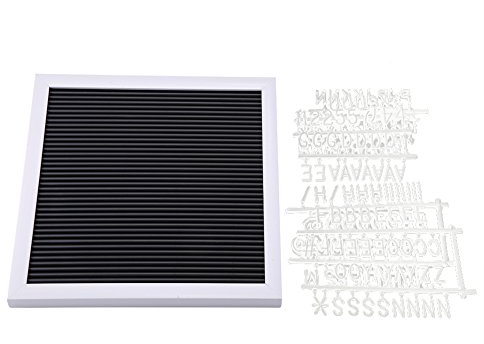 Weikeya Felt Letter Board, 10 x 10 inch Wooden Frame DIY Message Board, Black Felt with White Letters, Numbers, Symbols for Home, Office, Crafting, Learning Tool for Kids