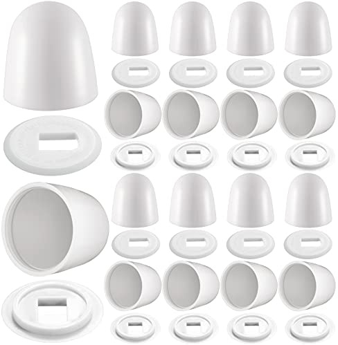 Blulu 16 Pieces Universal Toilet Bolt Caps Plastic Round Push On Toilet Bowl Caps Covers Seat Floor with Extra Washers for Bowl Screws 1.45 Inch Height