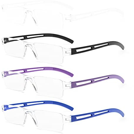 KoKoBin Frameless Reading Glasses, Vision Aid with Blue Light Filter, Anti-Blue Light, Reading Aid for Men and Women (4 Pieces, 3.5 Diopters)