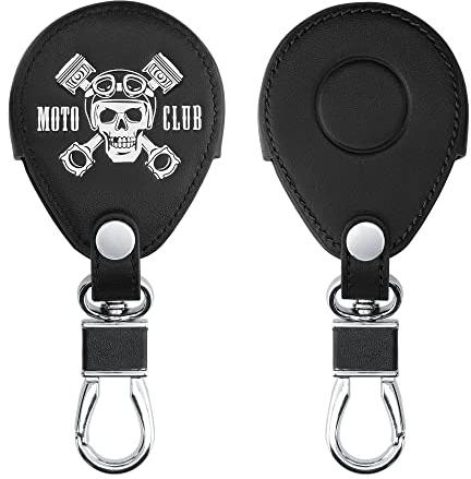 kwmobile Autoschlüssel Hülle kompatibel mit Harley Davidson Motorradschlüssel - Kunstleder Schutzhülle Schlüsselhülle Moto Club Zylinderkolben Schwarz Weiß Schwarz