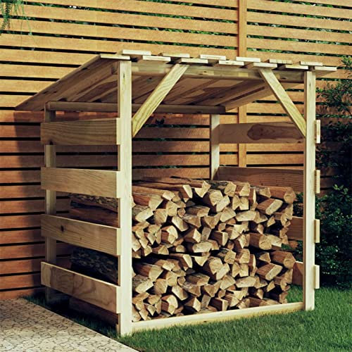 Tidyard Kaminholzregal Aussen Brennholzregal Holzunterstand Holzlager Holzregal Kaminholz Unterstand Garten Brennholzlager Pergola mit Dach 100x90x100 cm Imprägniertes Kiefernholz