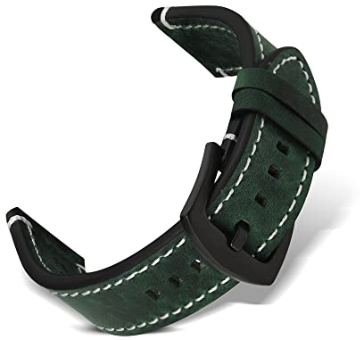 RoYiio Leder Uhrarmband 24 mm Armband mit Quick Release Weich Bequem Uhrenarmband für Damen Herren - Grün
