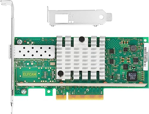 Elfcam® -10GbE PCIE Tarjeta de Red para Intel X520-DA1-82599EN Chip, Single SFP+ Puerto, 10Gbit PCI Express x8 LAN Adapter, 10Gb Nic para Windows Server, Win8,10, Linux (1x SFP+)