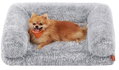 Feandrea FluffyHug Hundebett, Hundekissen Größe M, Hundematte für Miniaturhunde, kleine Hunde, Hundesofa Noppenschaumstoff, Bezug abnehmbar und waschbar, 76 x 58 x 19 cm, Ombré-Grau PGW231G01V1