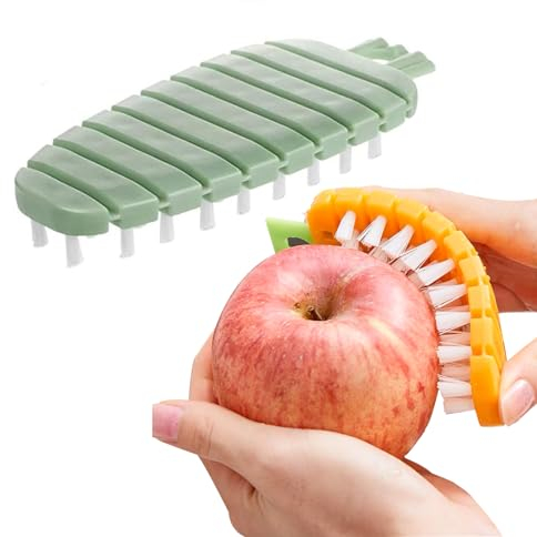 TECKI 2 Pezzi Spazzola per Verdure Curva, Pennello per Frutta, Spazzole per Pulire Frutta e Verdura, Utensili da Cucina, Pulisci Facilmente Lo Sporco dalle Bucce degli Ortaggi A Radice
