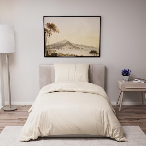Dreamzie Funda Nordica Cama 90 – Ropa de Cama Microfibra Suave Oeko-Tex - Juego de Funda Edredon 135x200 con 1 Funda Almohada 50x70 cm - Beige