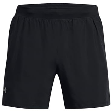 Under Armour UA Launch 5'' Short Pantalones cortos deportivos para hombre, shorts deportivos transpirables y de secado rápido, color negro/negro/reflectante