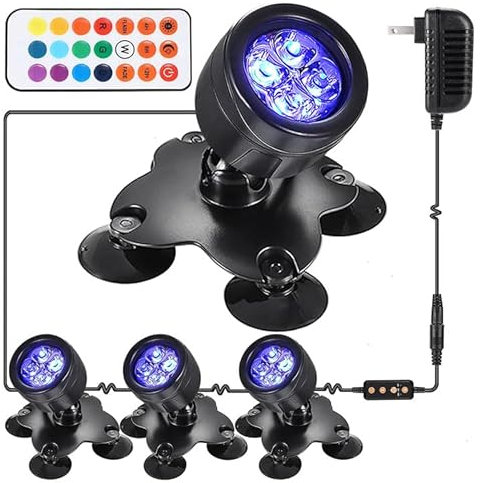 VABOO Luci Sommergibile Piscina, RGB Multicolore Punto sottomarino Impermeabile IP68 con Telecomandi con Timer, Luci per laghetto Giardino Acquario Fish Tank Laghetto 3Pezzi