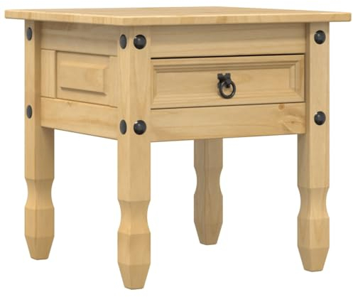 vidaXL Beistelltisch, Couchtisch mit Schublade Metallgriff, Sofatisch für Wohnzimmer Schlafzimmer, Nachttisch Teetisch, Massivholz Kiefer