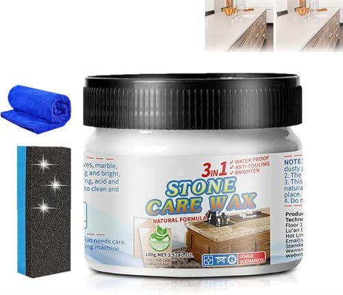 Cera lucidante per la manutenzione delle pietre, per uso domestico, detergente e lucidatura per granito, rimozione graffi e lucidatura per marmo e lucidatura per mobili in pietra e piastrelle (1