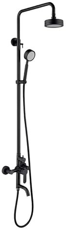 Edelstahl Schwarz Warm und Kalt Große Dusche Duschset Duschkopf mit Lift Duscharmatur Duschset