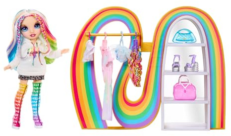 Rainbow High Amaya's Rainbow Closet Playset - con Esclusiva Bambola Arcobaleno, Abiti, Scarpe, Borse, Grucce, Appendiabiti, Scaffali, Regalo Divertente per Bambini. Età 4+