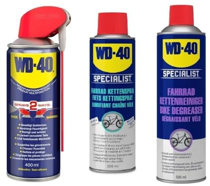 WD-40 Specialist Fahrrad Kettenreiniger 500ml + Kettenspray 250ml + Multifunktionsprodukt Smart Straw 400ml – Reinigung, Schmierung & Pflege für Fahrräder