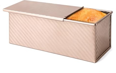 HSMHLYYB Molde para Pan de Acero Carbono con Tapa, 1000 g Tostado Molde de Tostadas Pan Ondulado Antiadherentes Molde Pan para Horno Molde de Pan de Molde, 32 x 12 x 11 cm