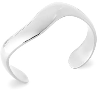 Tata Gisèle Bracelet Jonc Ouvert en Acier Inoxydable, Style Vague Ondulé, Argenté, 62 mm de Diamètre, Bijou Femme Chic et Tendance, Marque Francaise