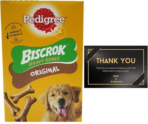 Biscrock Gravy Bones Dog Biscuits Low Fat Tasty Dog Treat 400g (Pack of 2) with 50 Hicollection poo bags