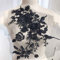 QLING 3D Stickerei Perlen Spitze Applikation Blumen Strass Tüll Besatz Besetzter Stoff für DIY Ausschnitt Hochzeit Brautkleid Kleidung Stickerei Dekoration, nicht null, Schwarz , Free Size