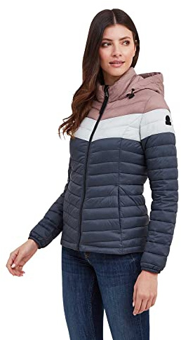 TOG24 Garriston Womens Lightweight, Supersoft Quilted Colourblock Puffer Jacket for Winter with Fixed Hood and Eco-friendly Thermal Filling (18, Washed Blue/Pink)