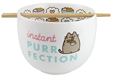 Enesco Pusheen The Cat Instant Purr-Fection - Cuenco y palillos para fideos ramen, 5.5 pulgadas, multicolor