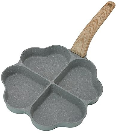 QANYEGN Poêle à Frire à ufs, Poêle à Crêpes Antiadhésive De 4 Tasses, Poêle à Frire En Forme De Cur Avec Poignée, Moule à Crêpes Pour une Utilisation En Cuisine.(Vert)