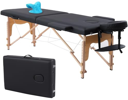 VIRRMO Portable Massage Table,84 Inch Massage Bed with Neck Stretcher Adjustable Lash Bed Massage Bed Tattoo Table for Eyelash Extensions Beauty Tattoo Spa