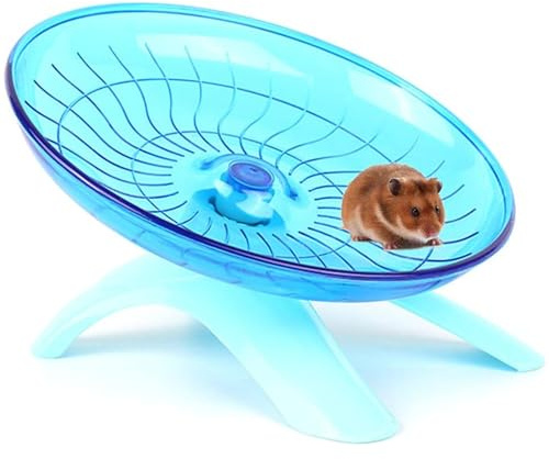 Silent Hamster Wheel 7 Inch Exercise Wheel for Syrian Hamsters Hamster Flying Saucer Quiet Spinner Running Wheel for Gerbil Chinchilla Guinea Pig Mice Hedgehog Small Animals (Blue)