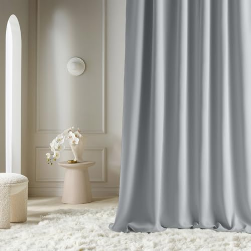 ROOM99 Aura - Cortina con Cinta fruncidora (140 x 300 cm, 1 Unidad), Color Gris Claro