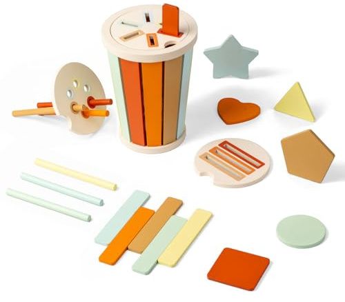 Smartwo Juguetes Bebes 1 2 3 Años Motricidad Fina, Juguetes de Madera Montessori, Juego de Clasificar, Juegos Educativos para Aprender Colores y Formas, Juegos de Viaje Infantiles, Regalo Niño Niña