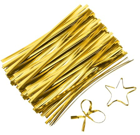 QUARKZMAN 4 Attaches torsadées, Attaches torsadées métalliques, Réutilisables Plastique Enduit Attaches torsadées pour Boulangerie, Bonbons Sacs, Café Sacs, Goodie Sacs, Paquet de 800, Or