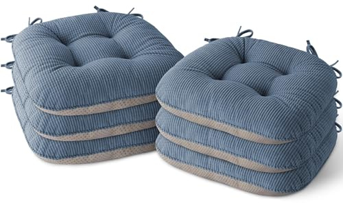 MineCozy Seat Cushions for Dining Chairs Set of 6, 43X40X7.5cm, Light Blue