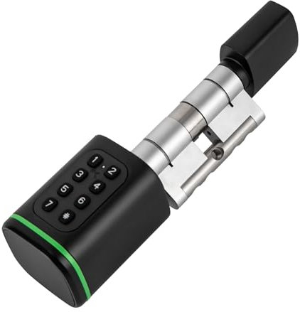 Serrure de porte électronique, avec code numérique Smart Lock, serrure intelligente avec clé manuelle, Smart Keycard, options de déverrouillage par application, longueur du cylindre réglable, pour