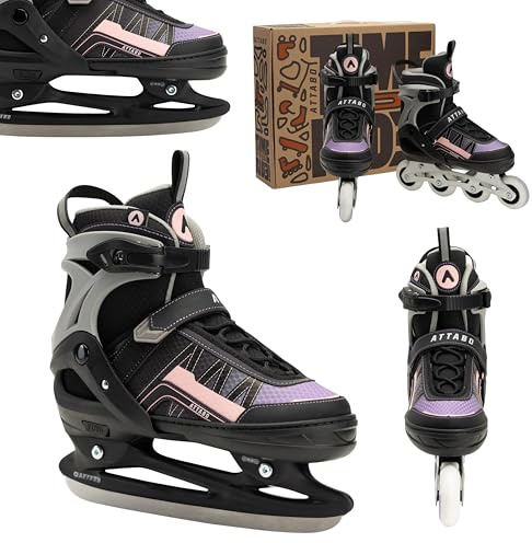 ATTABO Bladeroll 2-in-1 Kinderschlittschuhe & Inline Skates – Verstellbar, mit Wechselkufe, ABEC-7-Lager, Aluminiumrahmen & TPR-Bremse, Komfort & Sicherheit für Kinder
