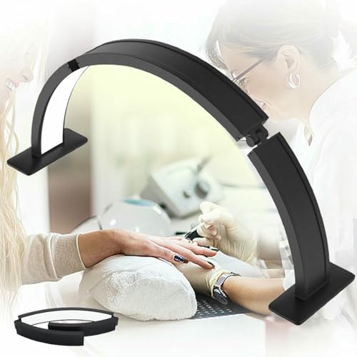 XDRGOOIUY 29.5'' Half Moon Desk Nail Lamp, Foldable Half Moon LED Nail Tech Light, Arc Nail Table Lamp with Stepless Dimming Brightness, for Nails, Manicure, Eyebrows