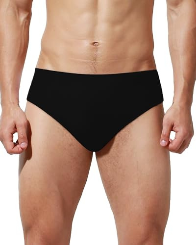 Sanstrong Men's Dance Delt Nude Black Underwear Short Pant Briefs For Ballet, Full Seat Dance Sport Briefs Panties for Adult Men
