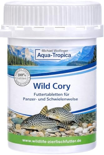 Wildlife Wild Cory - Futter Tabletten 12 mm – Sinkendes Welsfutter für Corydoras Panzerwelse & Bodenfresser – 100% natürlich mit Gammarus, Mückenlarven & Garnelen – 45g