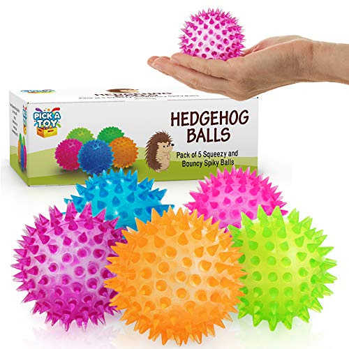 Squishy Stress Relief Sensory Toys Fidget Spiky Ball 5 - Pcs Set – Eco-Friendly Squeezy Antistress Toy Balls for Men, Women, Adults, Teens & Children –Ideal for People with OCD, ADHD, ADD & Autism