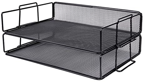 Exerz Briefablagen 2tlg/ Papiersortierer/Schreibtisch multifunktionaler Organiser/Dateihalter für Büro, Schule, Studie, 2-In-1-Schublade, Raumwunder (Schwarz)