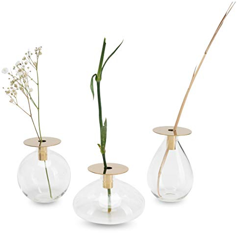 LUUK LIFESTYLE Set di decorazione di vasi in vetro, design a sfera, vaso in vetro piccolo, rotondo, vaso decorativo, filigrana