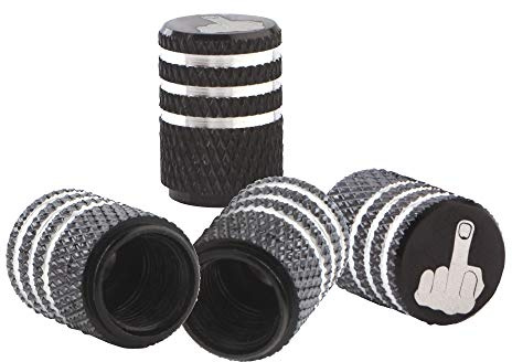 Qasim 4pcs Schwarz Tire Stem Ventilkappen Aluminium Auto Staubdichte Kappen Reifenrad Schaft Luftventilkappen