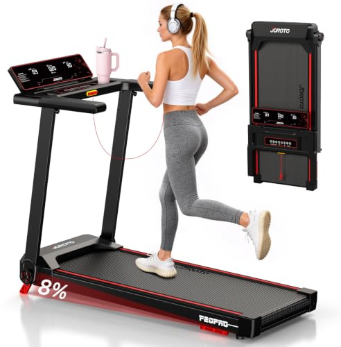 JOROTO Tapis de Course pour la Maison avec Inclinaison de 10%, Tapis de Course Pliable jusqu'à 12 km/h, avec écran LED, Compatible avec l'application Bluetooth, 2,75 HP Walking Pad pour la Maison et