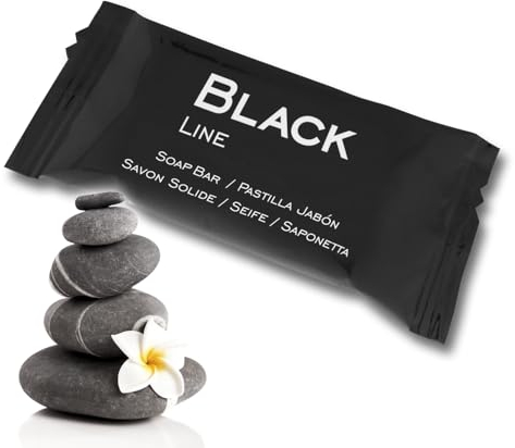 GPQ - Seifenstück BLACK Line 8 Gr. | 250 Einheiten | Hotelaustattung | Für Hotels, Landhäuser, Wohnungen, Kreuzfahrtschiffe, B&B | Made in Spain