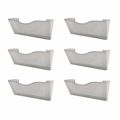 Deflecto Smoke Landscape Wall Mounted File Holder Pack of 6 - A4 Wall Mounted Document Holder - A4 Leaflet Holder Wall Mounted Letter Rack - Letter Holder Wall Mounted Magazine Rack Folder Holder