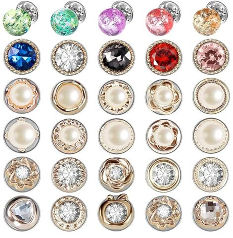 BZKSER 30 Knöpfe für Hemdbrosche- Sicherheitsnadeln, unsichtbar, Hemdknöpfe, zur Verhinderung von versehentlicher Belichtung, für Jean Kleidung Pullover DIY Dekoration