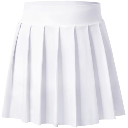 Bezioner Falda de Tenis para Niñas Faldas Plisada de Golf Uniforme Escolar con Interior Shorts y 2 Bolsillos Blanco M(6-7 años, 110-120 cm)